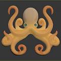 Golden Octopus Shaped Decorative Furniture With Curved Tentacles And Blue Eyes