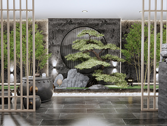 New Chinese Style Home Garden Courtyard Landscape 3d model