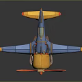 Blue and Yellow Vintage Propeller Passenger Airplane With Ski Landing Gear