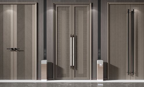 New Chinese Style Double Door Entrance Door Wooden Door 3d model