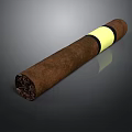 Single Brown Cigar With Yellow Band And Surface Texture For Daily Use