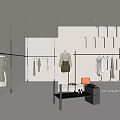 Modern Clothing Store Interior With Hanging Apparel Mannequins Display Table And Plants