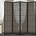 Modern Four Panel Room Divider With Intricate Cutout Patterns For Interior Decor 3d model