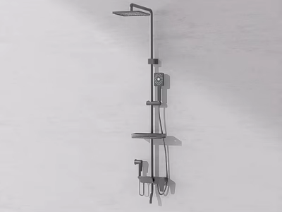 Modern Wall Mounted Shower System With Overhead Head Handheld Sprayer And Shelf 3d model