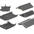 Chinese Traditional Roof Architectural Design With Gray Tiles And Various Styles