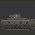 Vintage Military Tank with Metal Tracks and Number 27 on Dark Reflective Surface