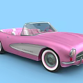 Classic Pink Convertible Car With Sleek Body White Accented Wheels And Pink White Interior