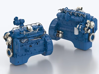 Blue Industrial Engines Displayed In Studio 3d model