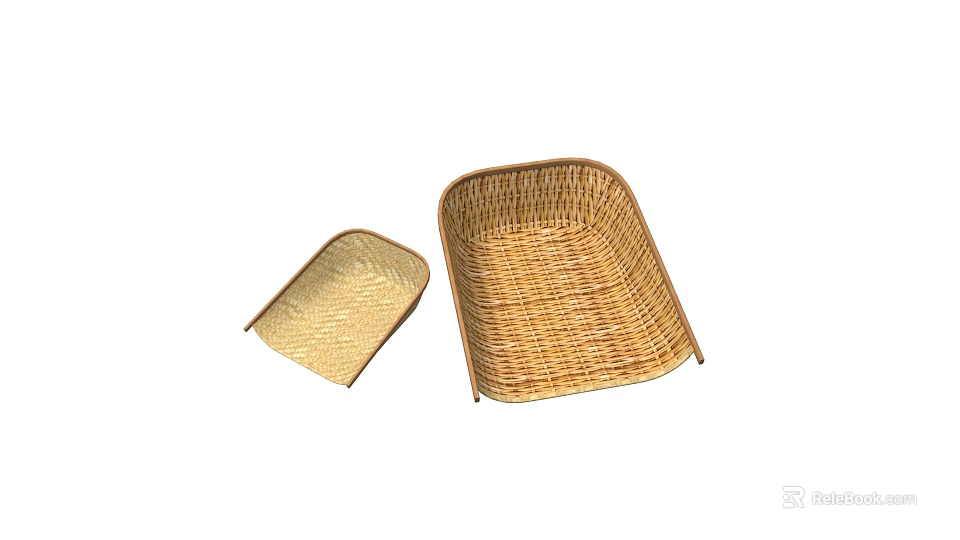 Wicker Agricultural Equipment Baskets In Different Sizes For Farm Harvest Storage 3d model 