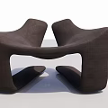 Dark Brown Modern Single Sofa With Unique Curved Design And Fabric Upholstery