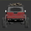 Red Off Road Vehicle With Roof Rack Cargo Bed And Large Off Road Tires