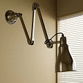 Metal Wall Sconce With Adjustable Arm Near Window With Blinds 3d model