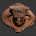Red Terracotta Seated Figure Sculpture With Carved Facial Details Holding Bowl In Hands