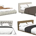 Modern Double Bed Designs With Upholstered Headboards And Neutral Bedding 3d model