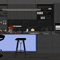 Modern Open Kitchen Island Table Restaurant Restaurant Kitchen Bar Kitchen Bar Bar Chair Acrylic Bar Counter 3d model