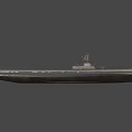 Military Submarine With Number 28 Gray Hull And Deck Structure 3d model