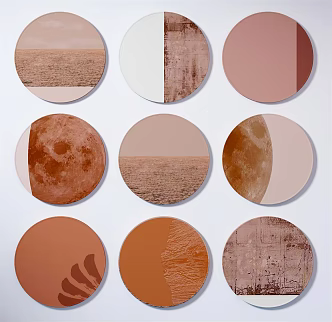 Nordic Round Frame Painting Round Hanging Picture Combination 3d model