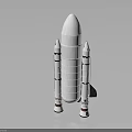 Detailed Space Rocket Model with White Main Body and Red Base Boosters 3d model