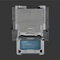 Sci Fi Robot Character With Screen Antenna And Blue Mechanical Console Design