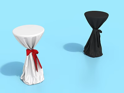 Tea Break Area With Round Tables White Black Tablecloths And Red Black Bows 3d model