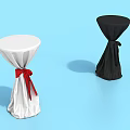 Tea Break Area With Round Tables White Black Tablecloths And Red Black Bows