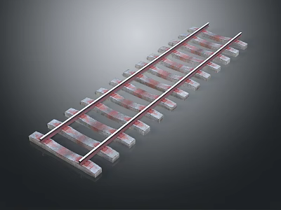 Train Railroad Track Structure With Metal Rails And Concrete Ties For Railway Transportation 3d model