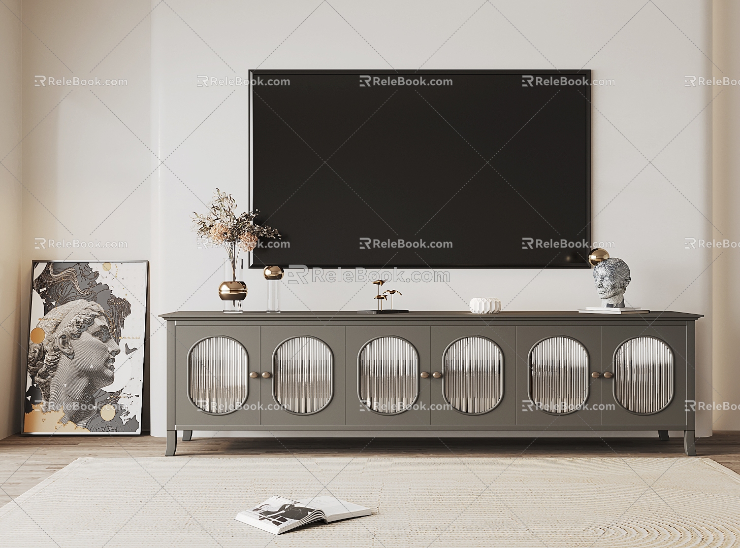 French TV Cabinet TV Combination 3d model