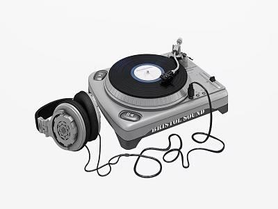 Headphones Audio System With Turntable And Connected Cables For Music Playback 3d model Headphones Audio System With Turntable And Connected Cables For Music Playback 3d model