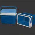 Blue Insulated Coolers With Handle Open Lid And White Trim Design Details