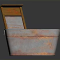 Vintage Rustic Metal Basin With Wooden Slatted Item And Orange Top