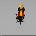 Stylish Yellow Red Black Gaming Chair With Adjustable Armrests And Rolling Wheels