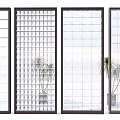 Modern Glass Room Dividers With Grid Pattern Panels For Interior Space Decoration 3d model