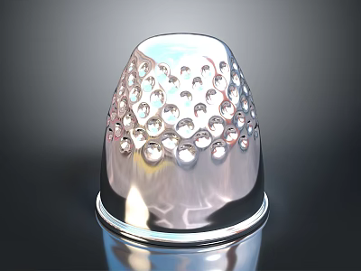 Silver Metal Thimble With Small Holes For Sewing Projects And Crafts 3d model