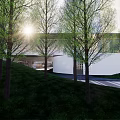 Modern Garden Landscape Design With Architectural Structure Greenery And Water Feature 3d model