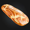 Freshly Baked Golden Brown Long Loaf Bread With Braided Surface Design 3d model