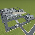 Aerial View Planning of Modern Building Complex With Green Spaces And Road Layout