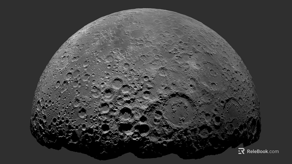 Detailed Moon Surface With Rocky Craters And Lunar Landscape Texture 3d model 