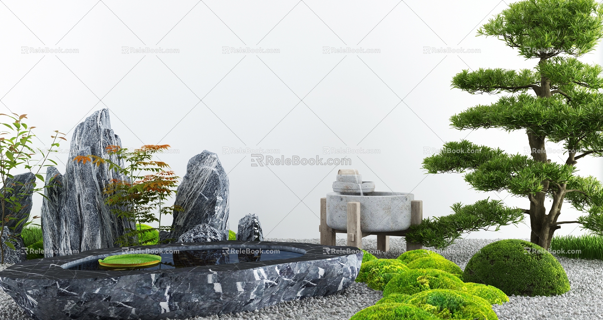 Courtyard landscape sketch 3d model