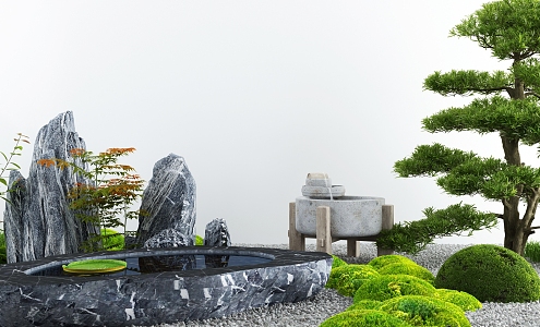 Courtyard landscape sketch 3d model