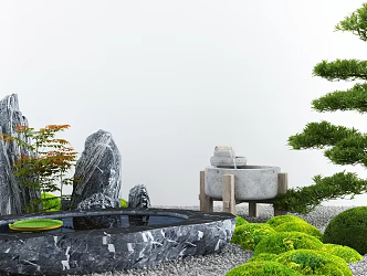 Courtyard landscape sketch 3d model