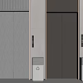 Modern Gray Elevators With Trash Bins In Building Interior Design