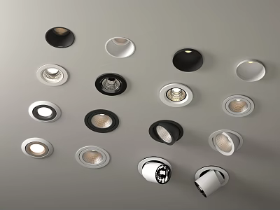 Modern Downlights And Spotlights With Various Designs And Styles For Ceiling Installation 3d model