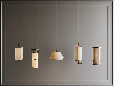 New Chinese Chandelier Lantern Chandelier Metal Chandelier Bedside Chandelier Paper Chandelier Fabric Chandelier 3d model