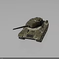 Detailed Military Green Tank Vehicle With Long Cannon Barrel And Metal Tracks