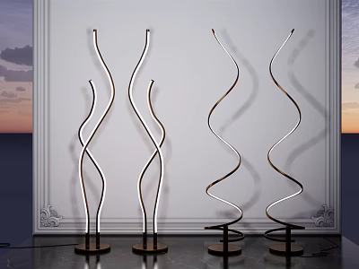 Elegant Modern Floor Lamps With Spiral Twisted Design And Metal Bases For Interior Lighting 3d model