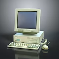 Vintage Computer Setup With CRT Monitor CPU Tower Keyboard And Mouse