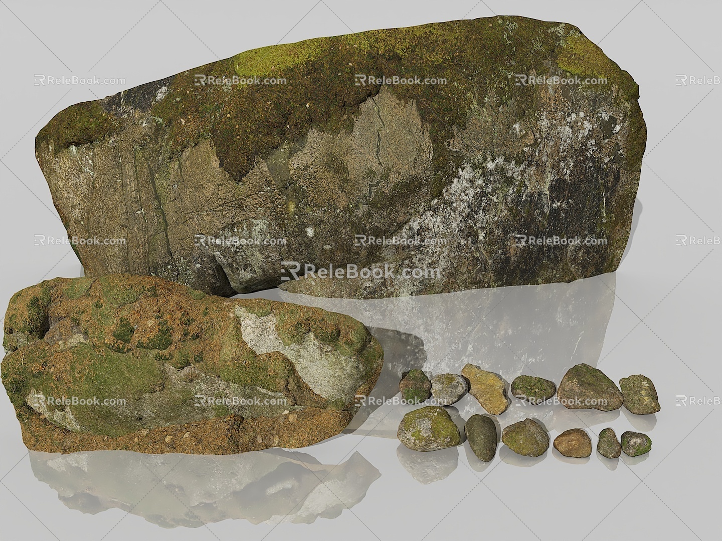 Stone Rock Cliff Stone Ground Moss Stone Gobi Desert Pavement Stone Pile Sand Stone Shaped Stone 3d model