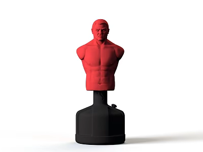 Red Male Bust Sculpture With Torso Design And Black Base Stand 3d model