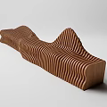 Outdoor Wooden Chair With Sculptural Wavy Striped Design For Garden Patio