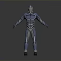 Futuristic Game and Movie Character in Blue and Gray Armor 3D Model Design